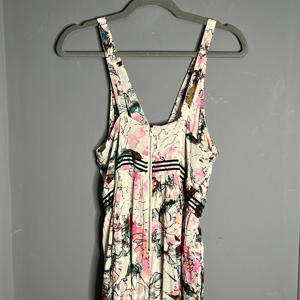 Plenty by Tracy Reese Pink Floral Wide Leg Jumpsuit Exposed Zipper 10 - Picture 7 of 11